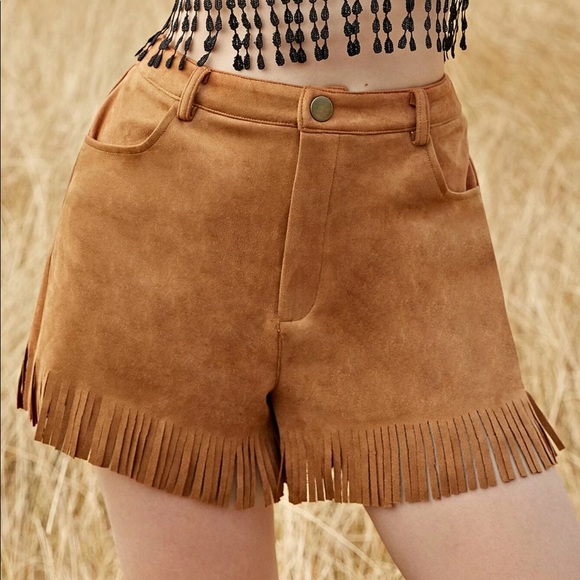 Ladakh Pants - Suede Fringe Shorts